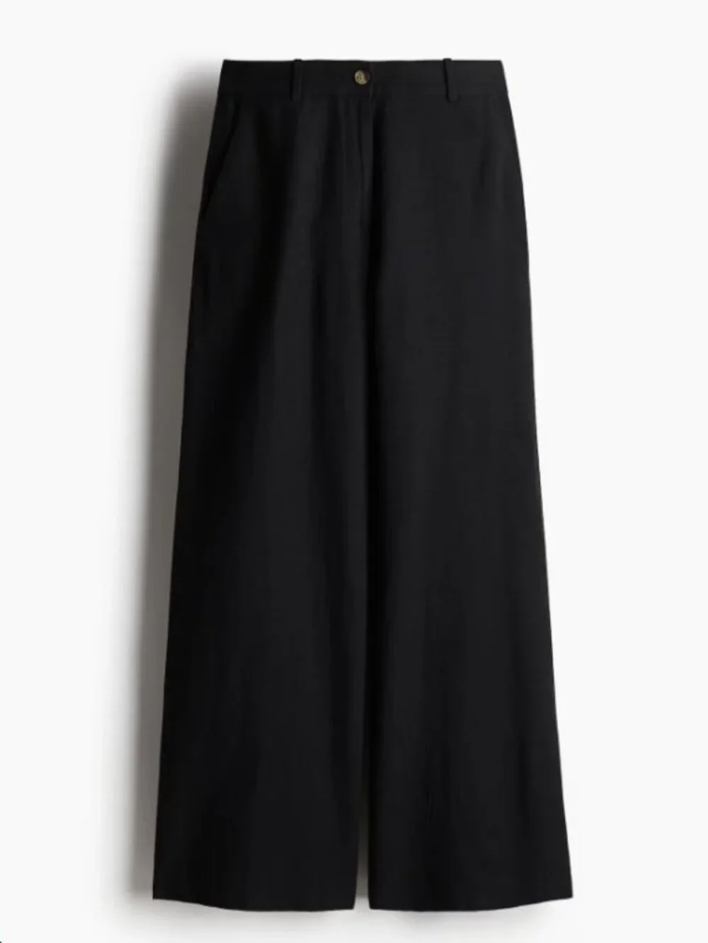 H & M SIZE 8 black high waisted wide leg linen blend pants Flowy Trousers Summer